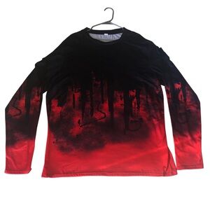 Black and Red Drip Long Sleeve Shirt
